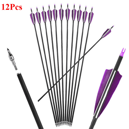 EROCK 12Pcs 30 Hunting Turkey Feather Carbon Arrows Archery For Compound/Recurve Bow