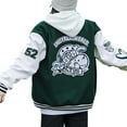 thumbnail image 4 of Fortune Veste de Baseball Hommes Femmes Broderie Col Montant Manches Longues Boutons Pression Blouson Universitaire, 4 of 8