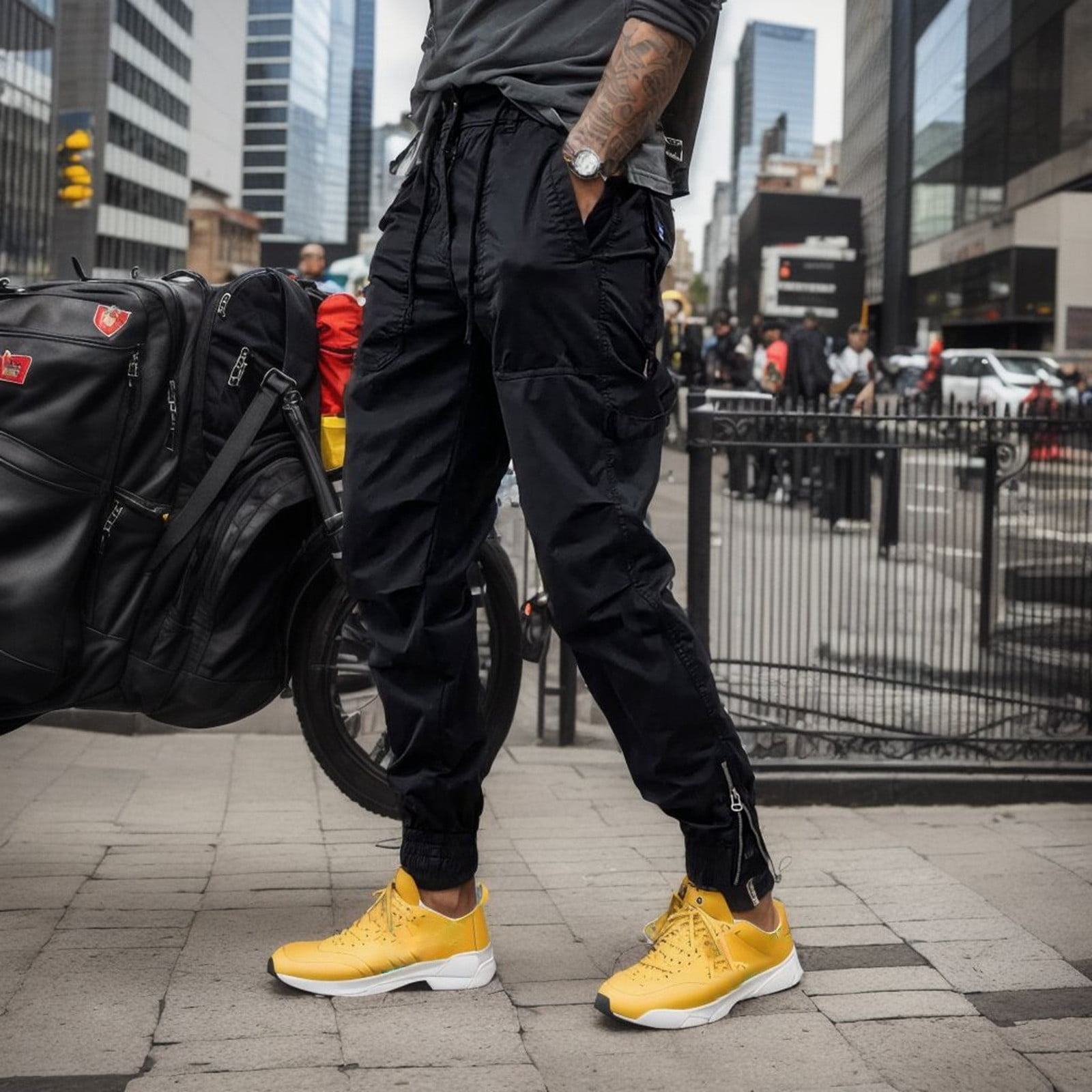 PMUYBHF Male Mens Sweatpants with Zipper Pockets Open Bottom Men s Cargo Pants Relaxed Fit Sport Pants Jogger Sweatpants Drawstring Outdoor Trousers