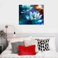 thumbnail image 5 of Nawypu  3 Panels Flowers Wall Art Blooming Lotus Water Lily Picture Elegant Pink Blue Purple Floral Painting Canvas Print Framed Modern Home Bedroom Living Room Decor Ready to Hang, 5 of 6