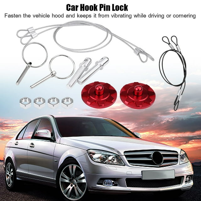 Racing Hood Pin Lock Kit, CNC Aluminum Alloy Car Racing Hood Pin Lock Appearance Kit Universal
