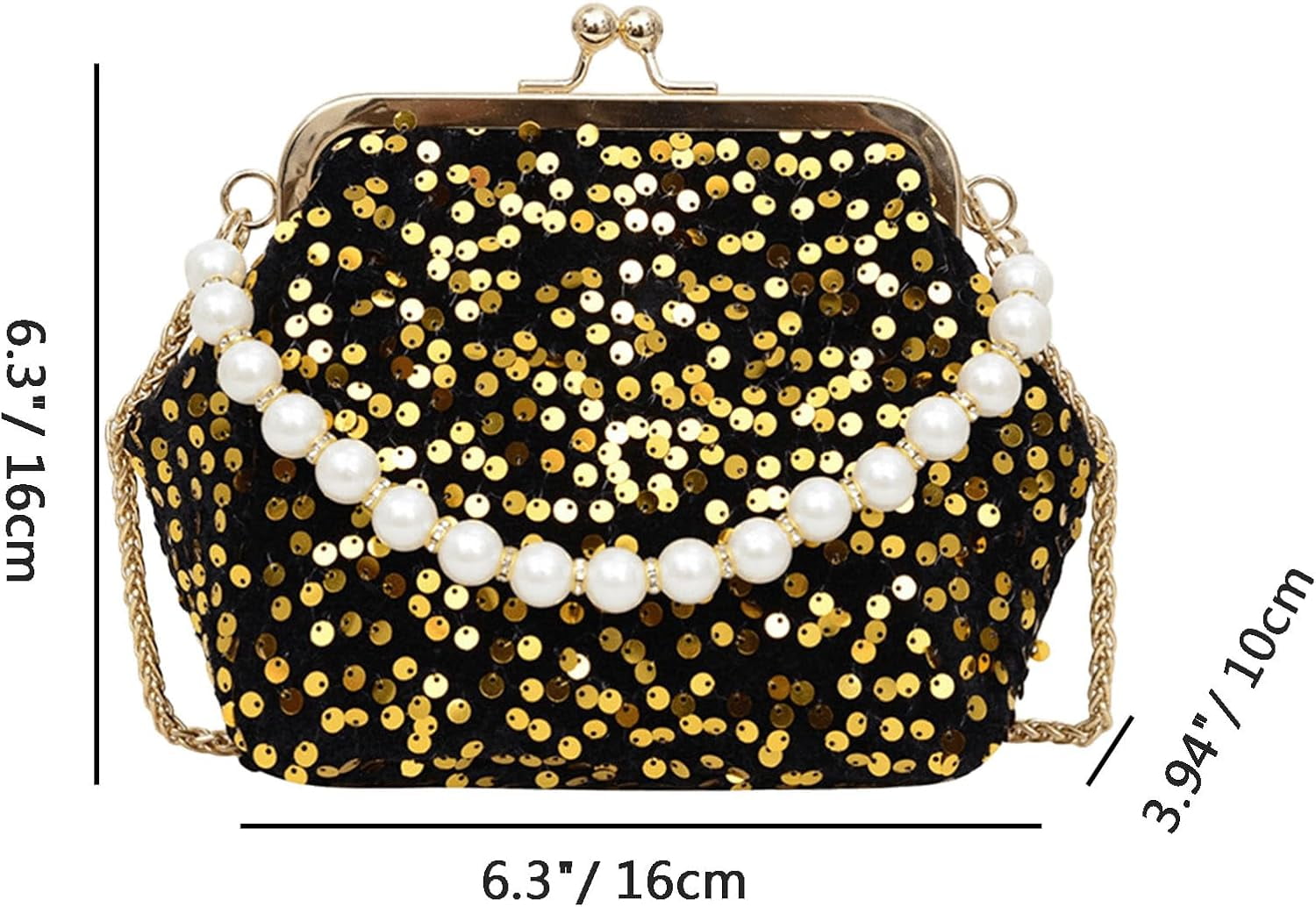 Evening Clutch Purses for Women, Glitter Sequin Crossbody Bag, Elegant Evening Handbag with Pearl for Wedding, Prom