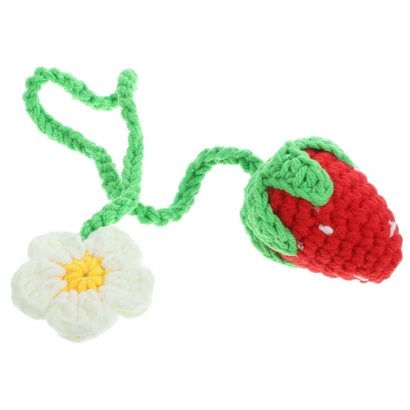 Car Woven Pendant Car Accessories Rear View Mirror Decorations Strawberry Car Charm Car Hanging Decoration