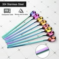 thumbnail image 6 of 8pcs Long Handle Ice Cream Spoon 9.4" Stainless Steel Scoop Stirring Scooping Green+Purple, 6 of 7