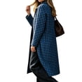 thumbnail image 4 of Cmfcve Womens Gingham Plaid Long Overcoat Button Front Business Casual Coat Fall Winter Collared Outerwear, 4 of 7