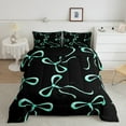 thumbnail image 2 of jejeloiu Cartoon Cute Bow Queen Comforter Set,Kawaii Bowknot Bowtie Bedding Sets,Green Black Bedding Comforter Set For Girls,Ultra Soft Home Decor Reversible,3-Piece, 2 of 8