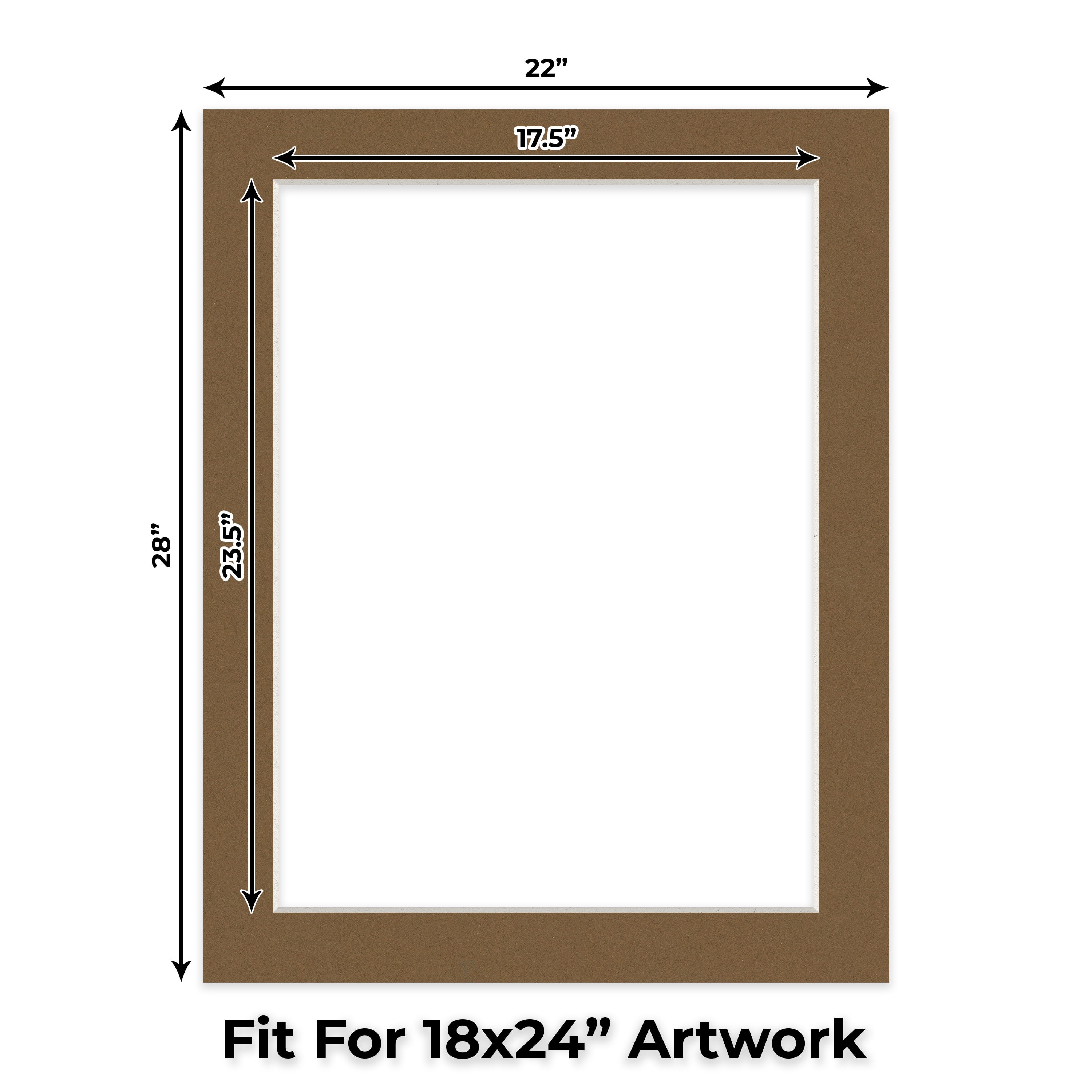 Aged Oak Brown Picture Frame Mat for 22x28 Frames - Fits 18x24 Photos - 1 Mat