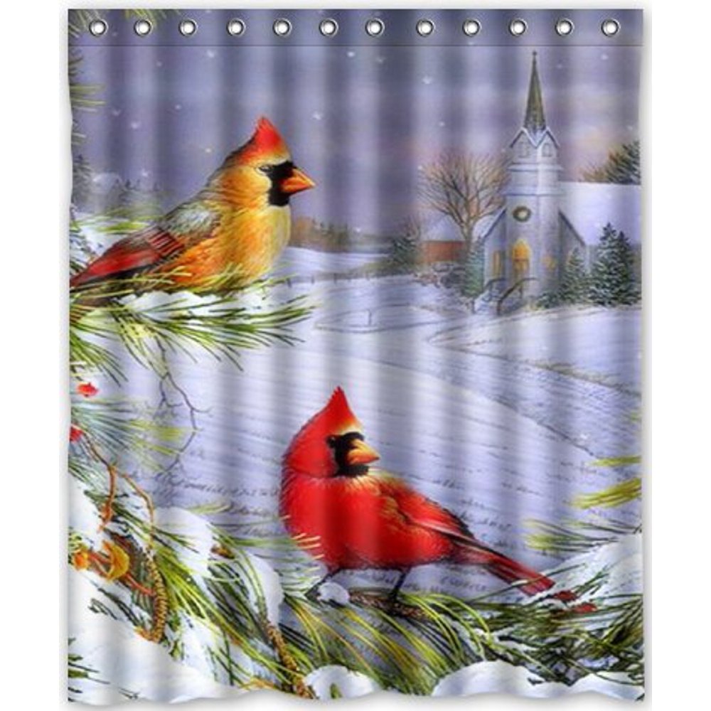 MOHome cardinals birds Shower Curtain Waterproof Polyester Fabric