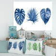 thumbnail image 2 of Designart ' Tropical Leaves In Classic Blue ' Tropical Canvas Wall Art Print, 2 of 4