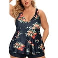 thumbnail image 2 of HAWEE Womens Plus Size Tankini Swimsuits with Shorts Two Piece Bathing Suit Floral Printed Swimwear, 2 of 4