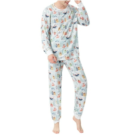 

Matching Family Pajamas Sets Blue Elk Xmas Pjs Soft Comfy Festival Style Sleepwear for Family