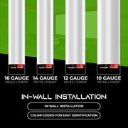 GearIT 12/2 Speaker Wire (50 Feet) 12AWG Gauge - Fire Safety In Wall Rated Audio Speaker Wire Cable / CL2 Rated / 2 Conductors - OFC Oxygen-Free Copper, White 50ft