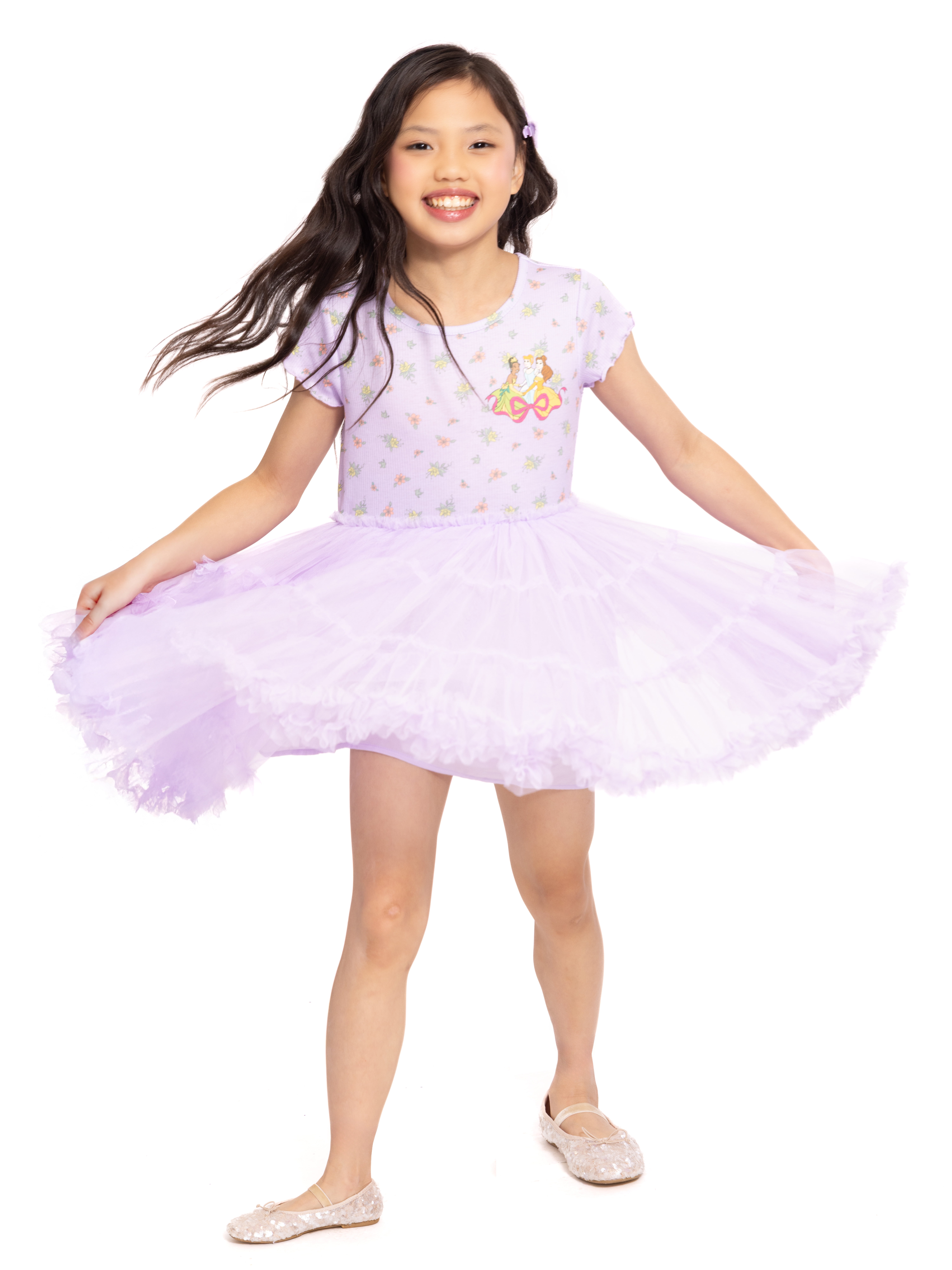 Disney Princess Girls' Graphic Tutu Dress with Short Sleeves, Sizes 4-12