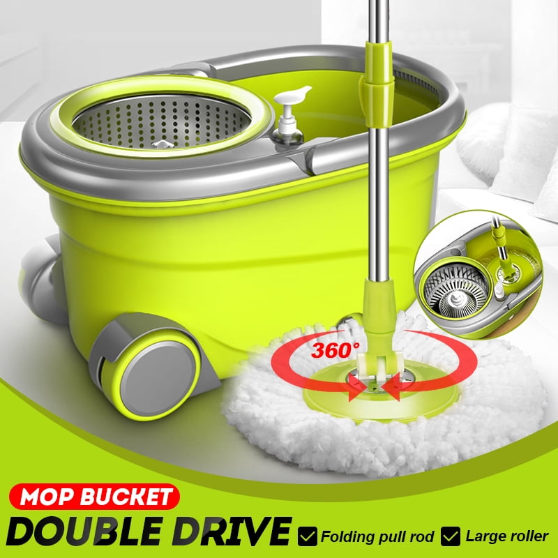 360° Rotating Spin Mop Bucket System Set Floor Mop with Bucket Draining Function Adjustable Mop