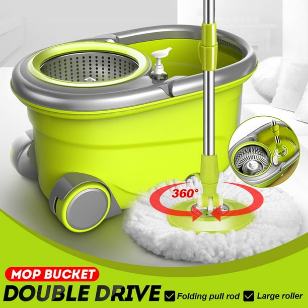 360° Rotating Spin Mop Bucket System Set Floor Mop with Bucket Draining
