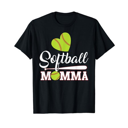 Softball Mom Heart Graphic Casual Short Sleeve for Women T-Shirt