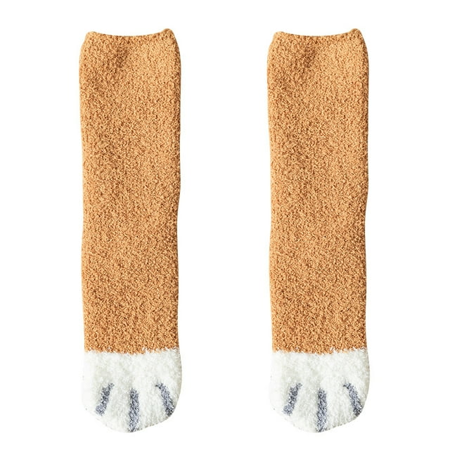 Chaussettes d'Hiver pour Femmes Moelleuses et Chaudes, Mignonnes avec Imprimé Pattes de Chat