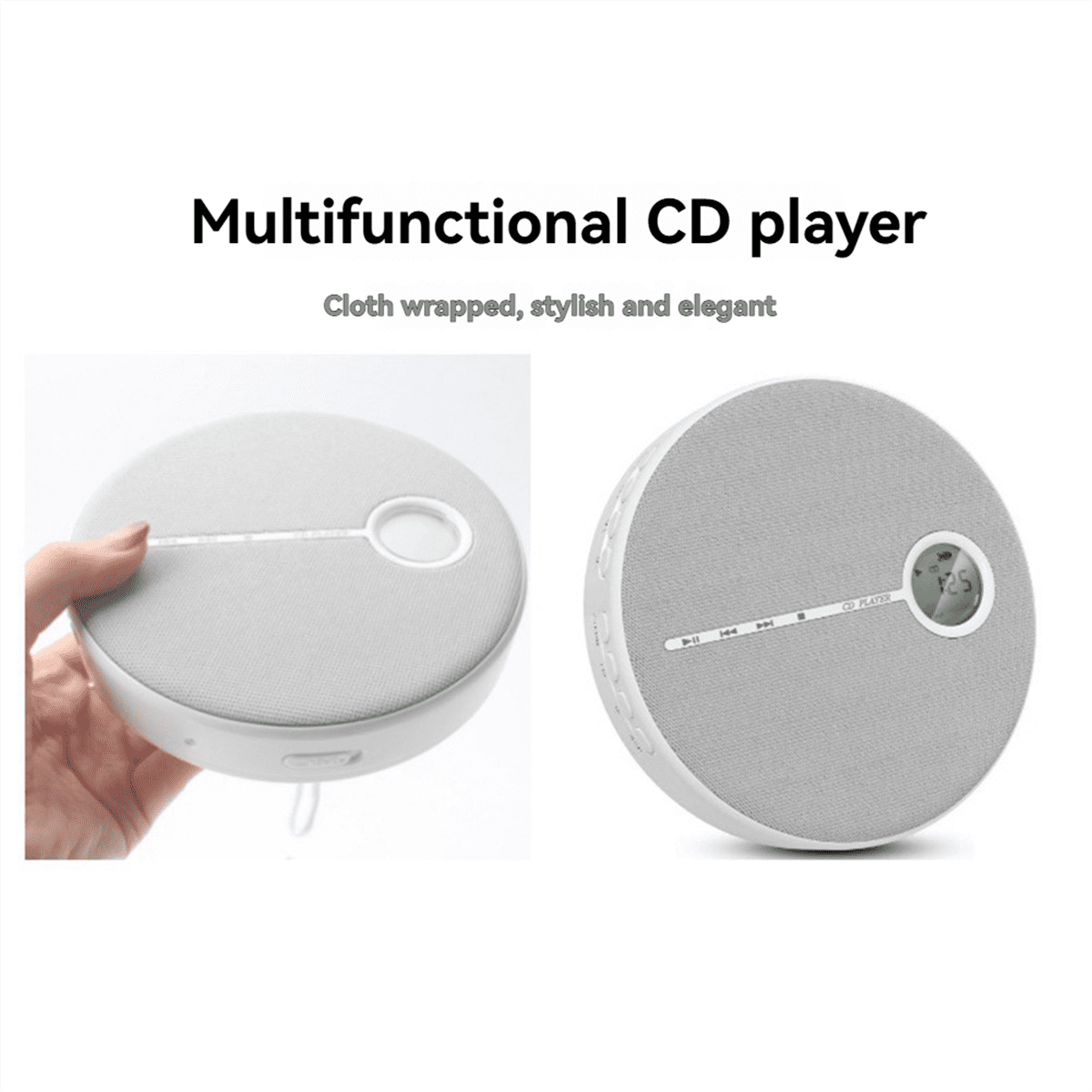 Rechargeable Bluetooth CD Player, Music CD Disc Player for Car/Travel, Home Audio with Stereo Speaker,AUX,USB Gray,1 * CD Player 1 * usb cable,Grey