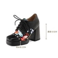 thumbnail image 5 of Women's Floral Print Platform Heels, Square Toe Chunky High Heel Dress Shoes, Lace-Up Comfortable Fashion Shoes for Daily Wear, 5 of 8