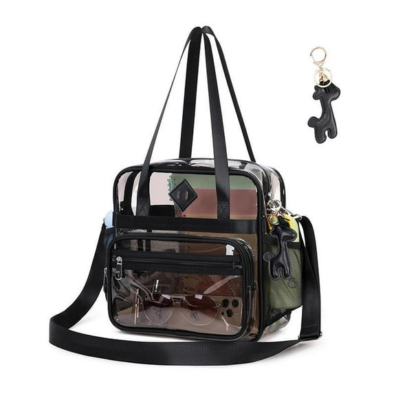SPEKSEE Clear Tote Bag - 12x6x12inch See Through Stadium Event Bag for Women elegant shoulder bag compact gym bag fashionable crossbody