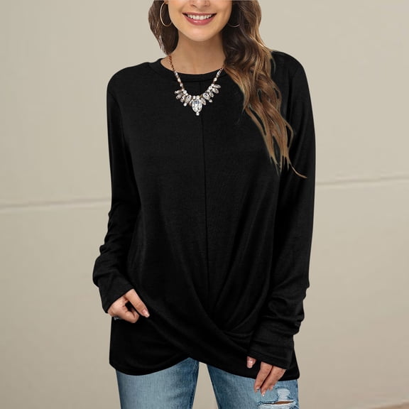 Baqcunre Long Sleeve Shirts For Women For Women Tops O-Neck Long Front Tunic For Leggings Sleeve Shirts Women'S Blouse Womens T Shirts Workout Tops For Women Black L