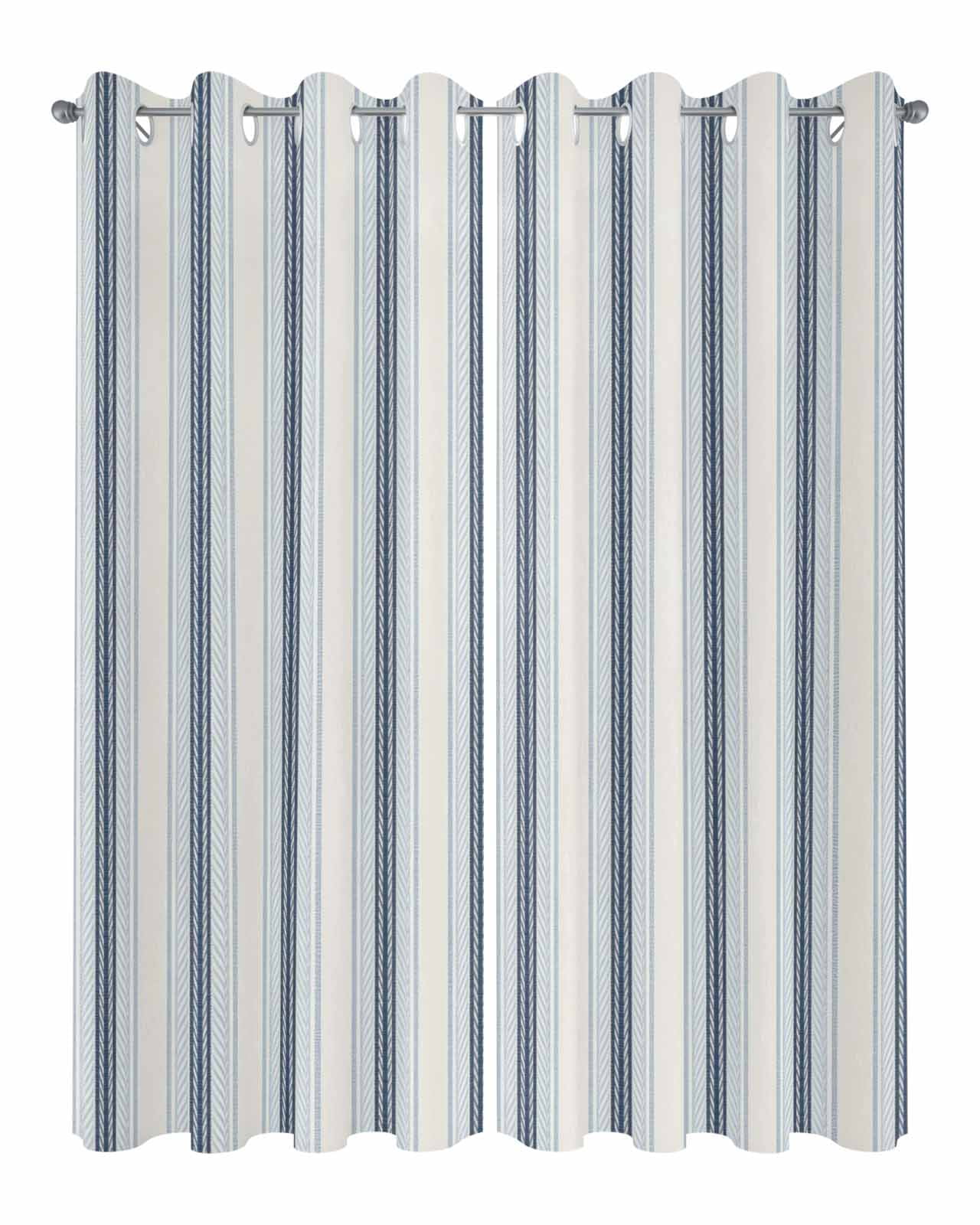 Blue Beige Outdoor Curtains for Patio, Modern Abstract Gradient Vertical Stripes Privacy Drapes Grommet Waterproof Outside Curtains for Porch/Cabana/Balcony 54"x 84", 2 Panel