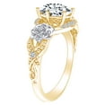 thumbnail image 2 of AFFY 1.33 Carat Oval Shape Moissanite & Natural Diamond Two-Tone Floral Engagement Ring 14K Solid Yellow Gold Ring Size-8.5, 2 of 2