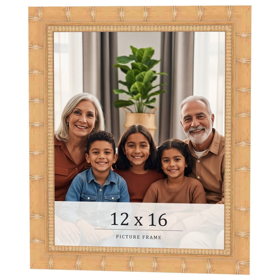 12x16 Light Brown Bamboo Real Wood Picture Frame Width 1.5 inches | Interior Frame Depth 0.5 inches