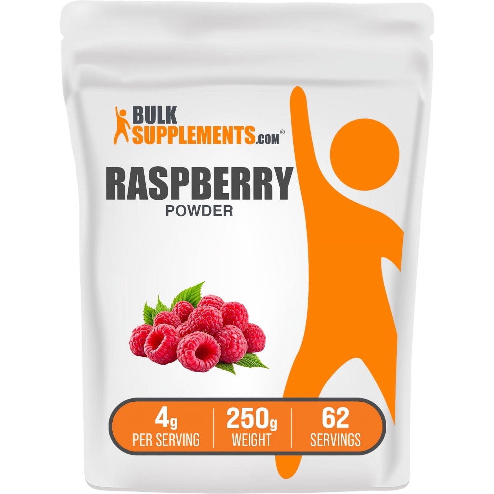BulkSupplements Raspberry Powder - 4g per Serving - 250 Grams (8.8 oz) - 62 Servings
