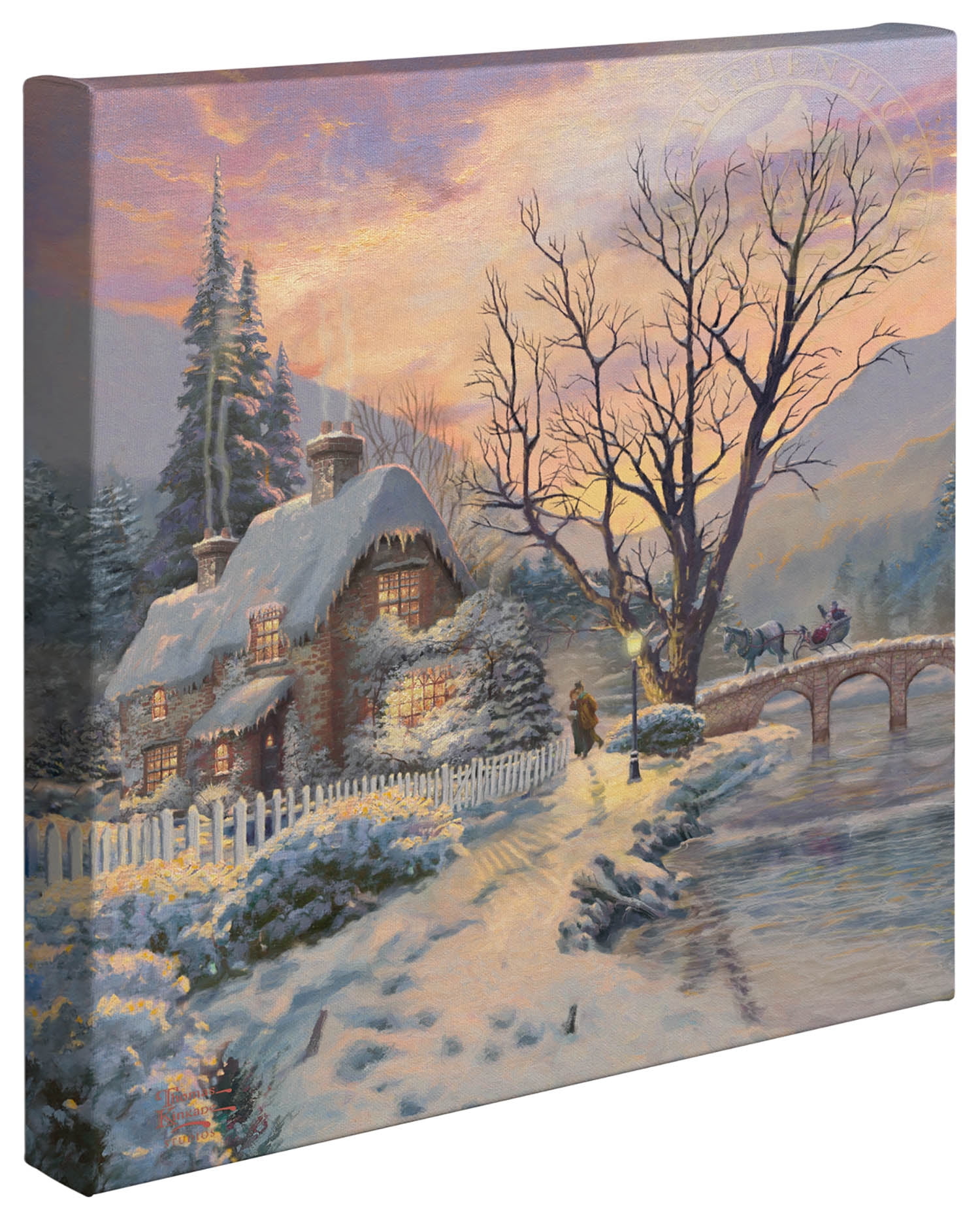 Thomas Kinkade Winter Evening Gathering - 14" x 14" Gallery Wrapped