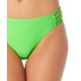thumbnail image 2 of California Waves Junior's Strappy Side Hipster Bikini Bottoms Swimsuit Green Size Small, 2 of 3