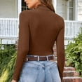 thumbnail image 6 of Womens High Neck Knit Tops Slim Fit Casual Pure Color Base Sweater Turtleneck Ribbed Pullover Long Sleeve Blouse (XL, Coffee), 6 of 6
