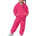 thumbnail image 5 of Glisme Clothes For Girls Long Sleeve Round Neck Tracksuit Cartoon Prints Hoodies Pants Lovely Big Girls Outfits Hot Pink, 5 of 5
