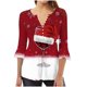 thumbnail image 1 of Camisetas con Cuello en V Mujeres Moda Impresa 3/4 Mangas Blusa, Top Cómodo Casual para el Hogar Y Diario, 1 of 4