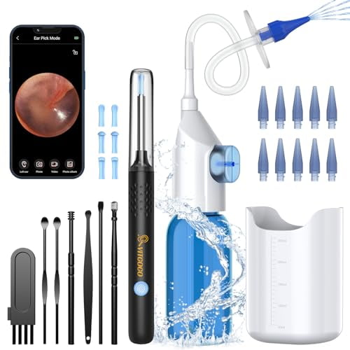 VITCOCO Earwax Removal Kit,Water Powered Ear Earwax Removal, USB Charging 10 Replaceable Tips, Electric Ear Irrigation Flushing Kit for Home Use