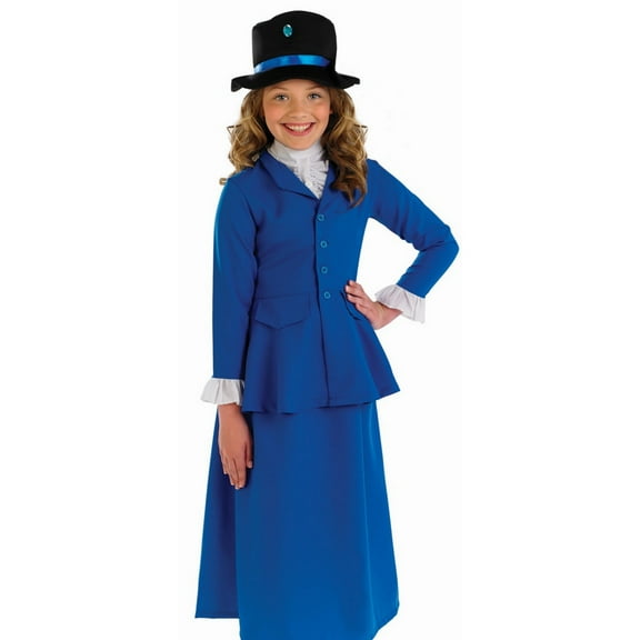 Fun Shack Kids Magic Nanny Costume Girls Victorian Fancy Dress Book Day Week TV Halloween Blue M