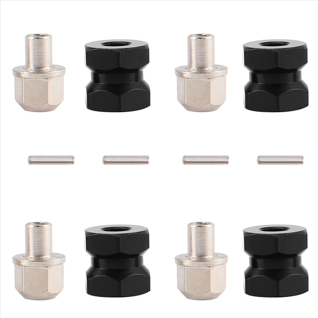 4 Adaptadores de Transmisión de Cubo de Rueda Hexagonal de 12 Mm, Acoplador Combinador de Extensión de 12 mm para 1/10 RC Car Crawler SCX10 D90, Negro