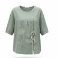 thumbnail image 5 of Zysthvn Plus Size Women Tops Summer Floral Tunic 3/4 Sleeve Womens T Shirts Crew Neck Drawstring, 5 of 5