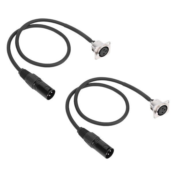 Cable XLR Tipo D Paquete De 2, 0,6m, Sin Soldadura Convertidor XLR Hembra A Macho Para Alimentación/Paso De Micrófono 24 AWG Premium Para Caja De Escenario, Panel De