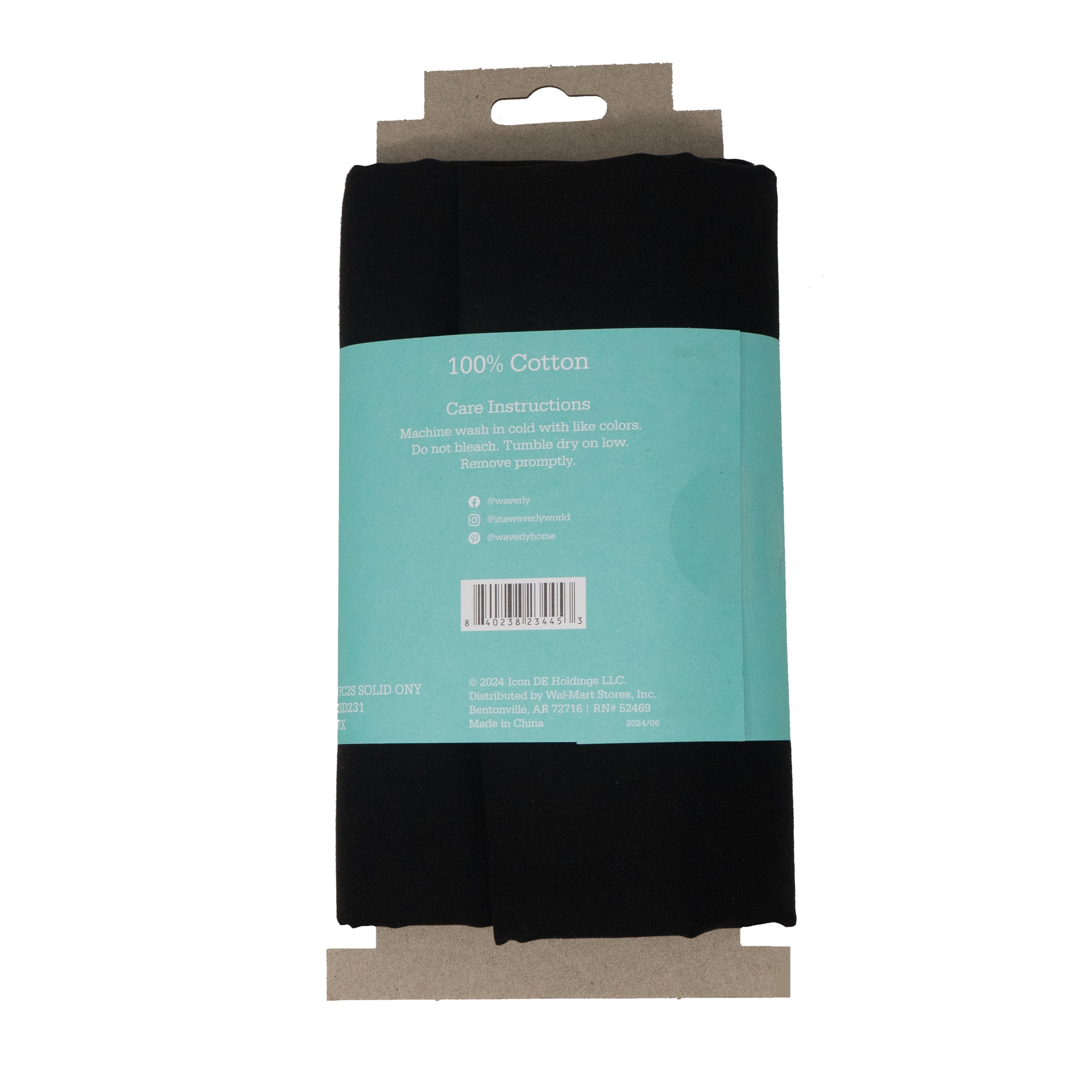 (2 pack) Waverly Inspirations 2 Yard Cut 100% Cotton Solids Fabric, Onyx, 44" Wide for Quilting & Sewing