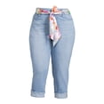 thumbnail image 5 of Alivia Ford Women's Plus Size Roll-Cuff Denim Capri with Printed Belt, 5 of 5