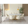 thumbnail image 3 of 71" Leavader White Sintered Stone Dining Table with U shape Gold Stainless Steel Base with 6 Dining Chairs, 3 of 8