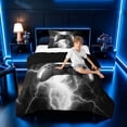 thumbnail image 3 of meiyoeat Neon Lightning Gamer Twin Comforter Sets for Teens Boys, Electric Black White Gaming Bedding Set, Black Reversible 2-Piece, 1 Comforter and 1 Pillowcase, 3 of 6