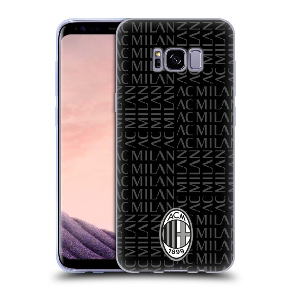 Head Case Designs Officially Licensed AC Milan Crest Patterns Black And Grey Soft Gel Case Compatible With Samsung Samsung Galaxy S8+ / S8 Plus