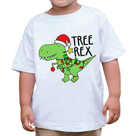 

7 ate 9 Apparel Kids Treerex Dinosaur Christmas T-Shirt 4T White