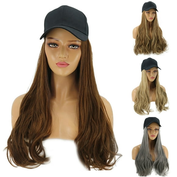 @Opolski Women Long Wave Wig Hairpiece Synthetic Hair Extension with Baseball Hat Cap