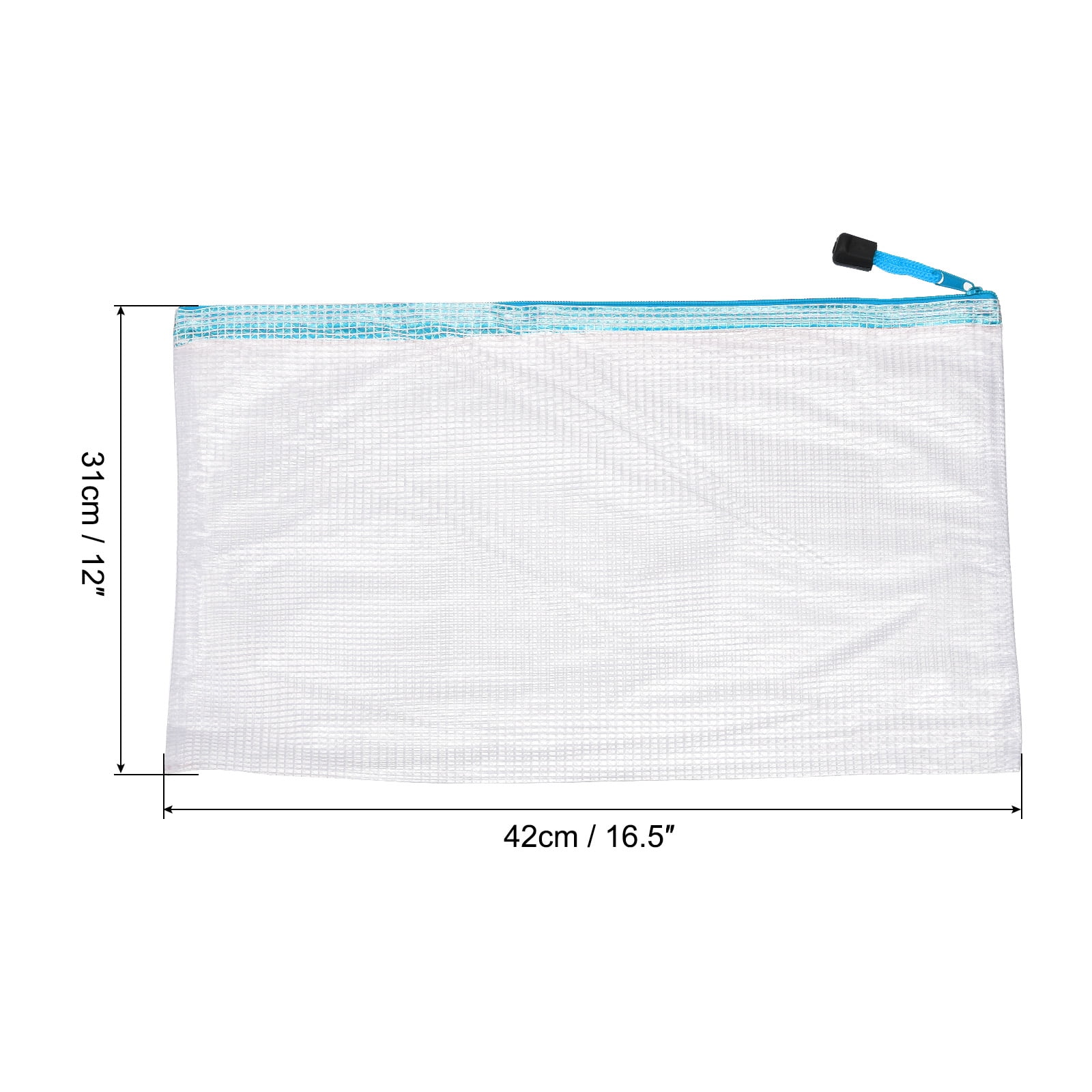 Unique Bargains Mesh Zipper Bag Pouch Document Folders Home Office Travel Sky Blue