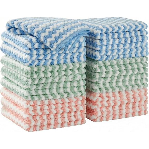 Microfiber Cleaning Cloths, Kitchen Towels for Dish Drying Washing, Absorbent Streak Free Lint Free Rags for Cleaning, Reusable and Washable Towels