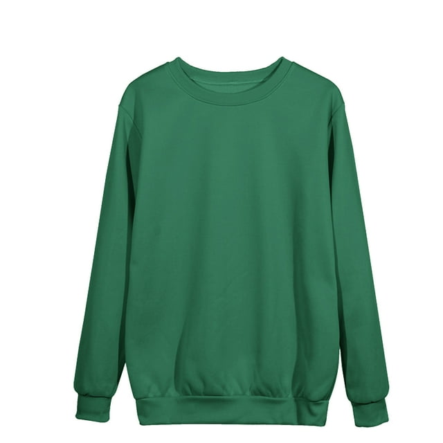Yuyuzo Hauts d'Automne pour Femmes Chandails à Col Rond Manches Longues Chandail Uni à Enfiler T-Shirts Coupe Ample