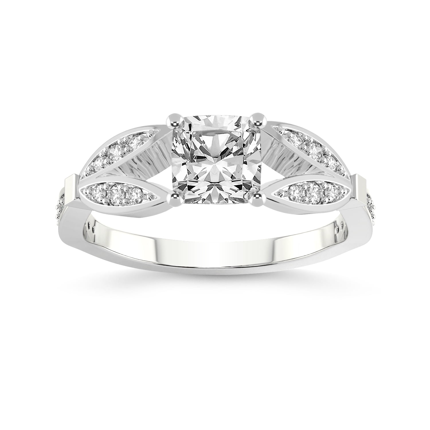 IGI Certified 3 Carat Cushion Shape Lab Grown Diamond Engagement Ring | 14K White Gold | Nova Split Shank Vintage Diamond Ring | FG-VS Quality Friendly Diamonds